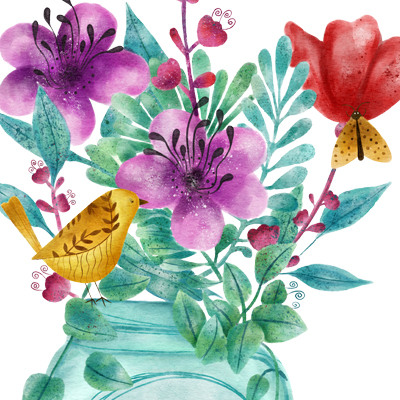 watercolour flowers illustration, watercolour flowers, flower illustrations, art for licensing, art licensing, artist for hire, Brisbane illustrator, lesley smitheringale, Ornate Flair