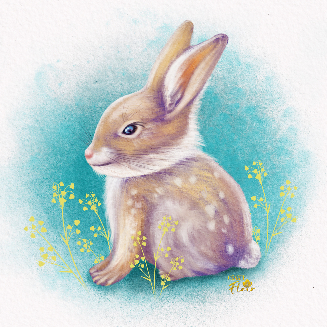 Spring Bunny Illustration by Lesley Smitheringale, Easter, Easter illustrations, Easter art for licensing, ornateflair, lesley smitheringale